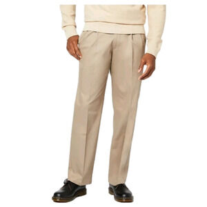 Dockers The Best Pressed Sig Khaki Relaxed Fit Pleated Cotton Pants, Timber Wolf